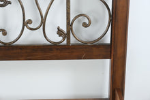 Load image into Gallery viewer, Queen Size Wood and Wrought Iron Bed Frame with Scrollwork Headboard and Footboard
