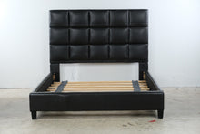 Load image into Gallery viewer, Modern Black Faux Leather Tufted Queen Platform Bed Frame
