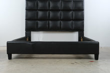 Load image into Gallery viewer, Modern Black Faux Leather Tufted Queen Platform Bed Frame
