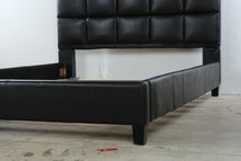 Load image into Gallery viewer, Modern Black Faux Leather Tufted Queen Platform Bed Frame

