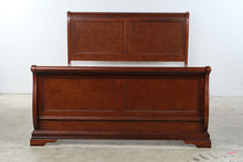 Load image into Gallery viewer, Queen Size Wood Sleigh Bed with Carved Panel Detailing
