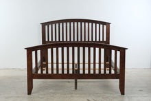 Load image into Gallery viewer, Mission Style Dark Wood Queen Bed Frame with Arched Slat Headboard and Footboard
