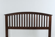 Load image into Gallery viewer, Mission Style Dark Wood Queen Bed Frame with Arched Slat Headboard and Footboard
