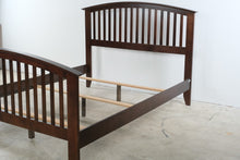 Load image into Gallery viewer, Mission Style Dark Wood Queen Bed Frame with Arched Slat Headboard and Footboard
