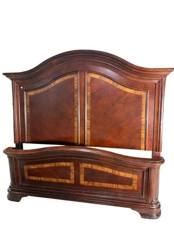 Cherry Banded Queen Size High Back Bed