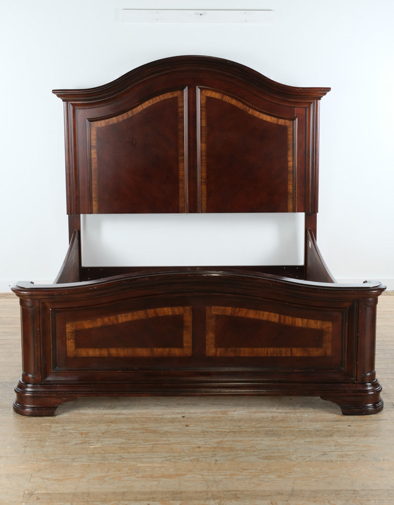 Cherry Banded Queen Size High Back Bed