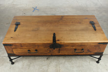 Load image into Gallery viewer, Mexican Rustic Pine Coffee Table with Iron Base and Storage
