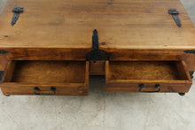 Load image into Gallery viewer, Mexican Rustic Pine Coffee Table with Iron Base and Storage
