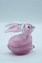 Load image into Gallery viewer, Hand-Blown Art Glass Rabbit Figurine, Pink Swirl Glass with Clear Ears
