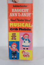 Load image into Gallery viewer, Vintage Knickerbocker Raggedy Ann and Andy Musical Crib Mobile Hand Painted Wood
