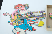 Load image into Gallery viewer, Raggedy Ann Sew•ons Vintage Activity Toy by Colorforms
