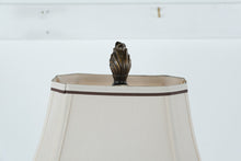 Load image into Gallery viewer, Embossed Floral Bronze Table Lamp with Cream Shade – 30&quot; Tall
