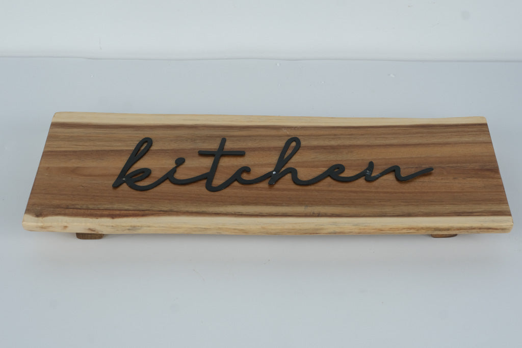 AVA Raised Acacia Wood Serving Board – “kitchen” Script – 18.5”