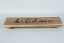 Load image into Gallery viewer, AVA Raised Acacia Wood Serving Board – “kitchen” Script – 18.5”
