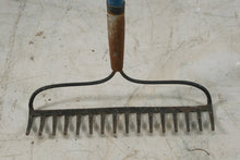 Load image into Gallery viewer, Jackson Steel Bow Rake Blue Yellow Fiberglass Handle 16 Tine Garden Tool
