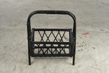 Load image into Gallery viewer, Vintage Black Rattan Bamboo Magazine Rack 18 x 12 x 21
