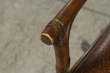 Load image into Gallery viewer, British Colonial Style Bamboo Rattan Armchair with Crocodile Embossed Seat
