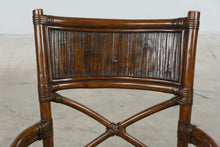 Load image into Gallery viewer, British Colonial Style Bamboo Rattan Armchair with Crocodile Embossed Seat
