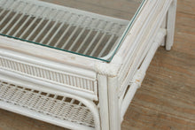 Load image into Gallery viewer, Rectangular White Rattan &amp; Glass Coffee Table
