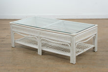 Load image into Gallery viewer, Rectangular White Rattan &amp; Glass Coffee Table
