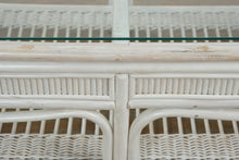 Load image into Gallery viewer, Rectangular White Rattan &amp; Glass Coffee Table
