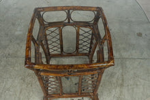 Load image into Gallery viewer, Vintage Rattan and Glass Top Dining Table with Bamboo Lattice Base
