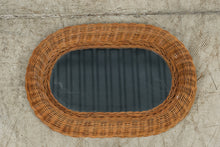 Load image into Gallery viewer, Wicker Rattan Oval Wall Mirror Mid Century Boho 19 by 13
