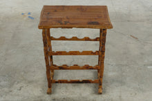 Load image into Gallery viewer, Vintage Burnt Bamboo Wine Rack Side Table
