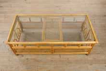Load image into Gallery viewer, Vintage Rattan and Wicker Coffee Table with Glass Top
