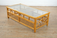 Load image into Gallery viewer, Vintage Rattan and Wicker Coffee Table with Glass Top
