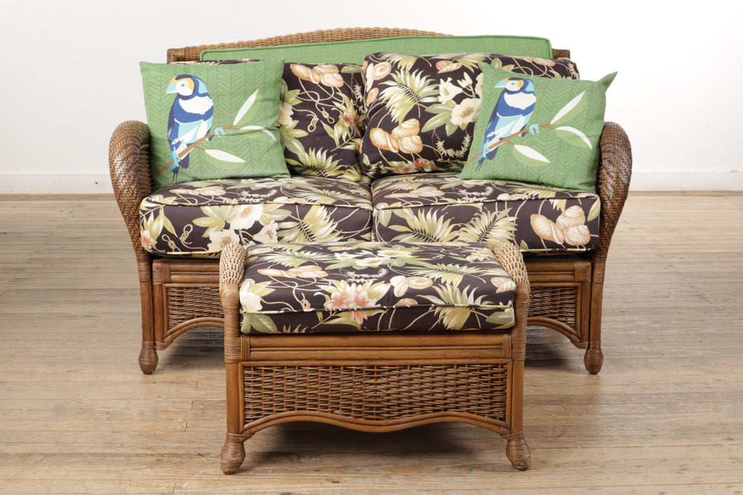 Rattan Loveseat and Ottoman