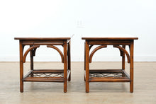 Load image into Gallery viewer, Pair of Rattan Side Tables with White Laminate Tops
