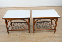 Load image into Gallery viewer, Pair of Rattan Side Tables with White Laminate Tops
