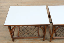 Load image into Gallery viewer, Pair of Rattan Side Tables with White Laminate Tops
