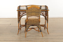 Load image into Gallery viewer, Rattan and Wicker Desk and Chair with Glass Top
