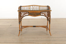 Load image into Gallery viewer, Rattan and Wicker Desk and Chair with Glass Top
