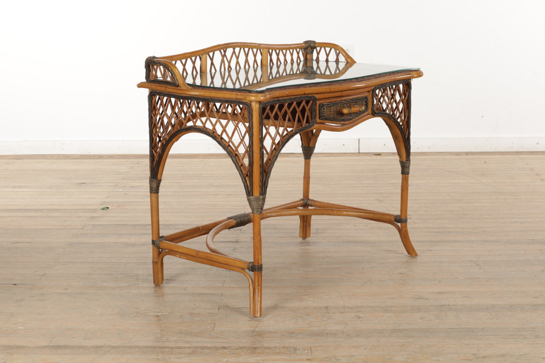 Rattan and Wicker Desk and Chair with Glass Top – Craze Furniture and ...