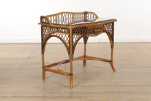 Load image into Gallery viewer, Rattan and Wicker Desk and Chair with Glass Top
