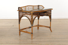 Load image into Gallery viewer, Rattan and Wicker Desk and Chair with Glass Top

