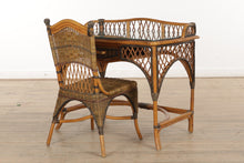 Load image into Gallery viewer, Rattan and Wicker Desk and Chair with Glass Top
