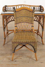 Load image into Gallery viewer, Rattan and Wicker Desk and Chair with Glass Top
