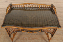 Load image into Gallery viewer, Rattan and Wicker Desk and Chair with Glass Top
