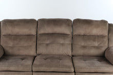 Load image into Gallery viewer, Brown Microfiber Manual Reclining Sofa with Three Seats

