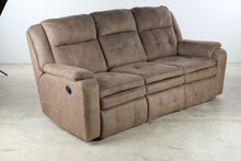 Load image into Gallery viewer, Brown Microfiber Manual Reclining Sofa with Three Seats
