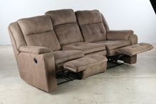 Load image into Gallery viewer, Brown Microfiber Manual Reclining Sofa with Three Seats
