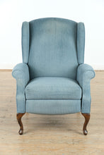 Load image into Gallery viewer, Vintage Blue Wingback Recliner – Soft &amp; Nap-Ready
