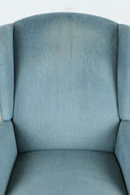 Load image into Gallery viewer, Vintage Blue Wingback Recliner – Soft &amp; Nap-Ready
