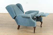 Load image into Gallery viewer, Vintage Blue Wingback Recliner – Soft &amp; Nap-Ready
