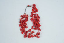Load image into Gallery viewer, Red Coral Chip Multi Strand Statement Necklace Chunky Beaded Jewelry
