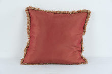 Load image into Gallery viewer, Shanghai Orient West 21 Inch Cotton Feather Throw Pillow Rust Fringe
